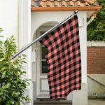 Coral Pink And Black Buffalo Check Print Polyester Flag