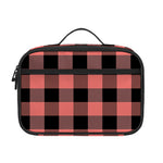 Coral Pink And Black Buffalo Check Print Portable Lunch Bag
