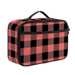 Coral Pink And Black Buffalo Check Print Portable Lunch Bag