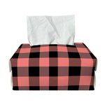 Coral Pink And Black Buffalo Check Print Rectangle Tissue Box Cover