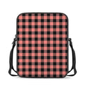 Coral Pink And Black Buffalo Check Print Rectangular Crossbody Bag