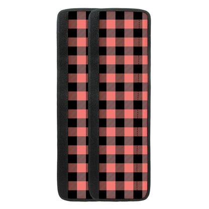 Coral Pink And Black Buffalo Check Print Refrigerator Handle Covers
