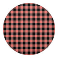 Coral Pink And Black Buffalo Check Print Round Blanket