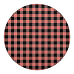 Coral Pink And Black Buffalo Check Print Round Blanket