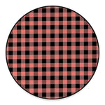 Coral Pink And Black Buffalo Check Print Round Floor Mat
