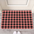 Coral Pink And Black Buffalo Check Print Rubber Doormat