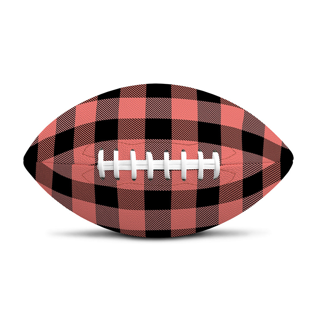 Coral Pink And Black Buffalo Check Print Rugby Ball