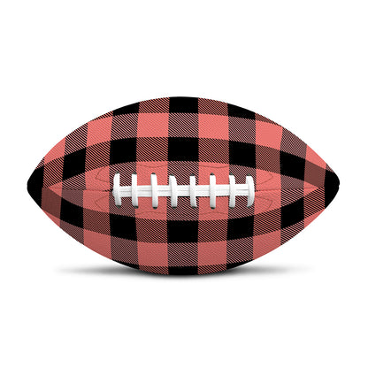 Coral Pink And Black Buffalo Check Print Rugby Ball