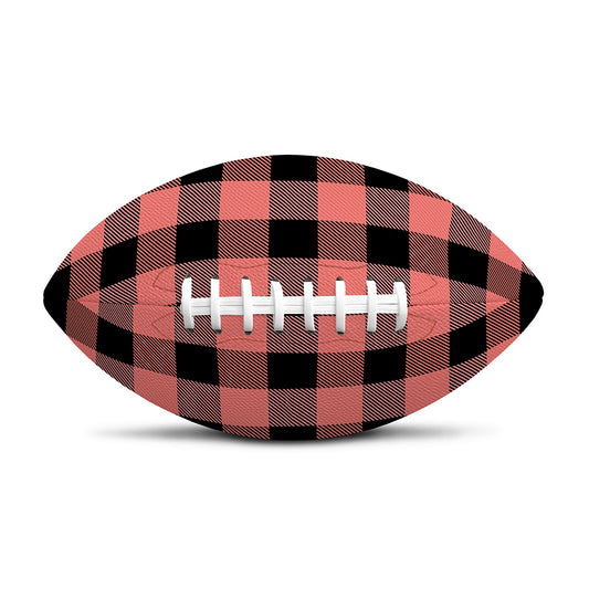 Coral Pink And Black Buffalo Check Print Rugby Ball