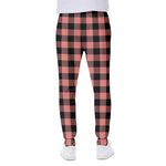 Coral Pink And Black Buffalo Check Print Scuba Joggers