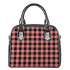 Coral Pink And Black Buffalo Check Print Shoulder Handbag