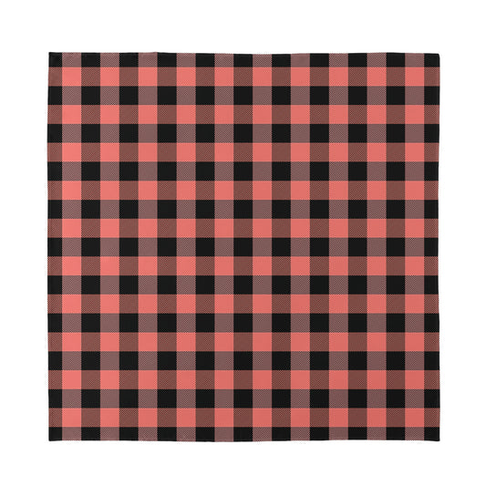 Coral Pink And Black Buffalo Check Print Silk Bandana