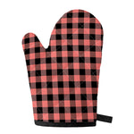 Coral Pink And Black Buffalo Check Print Single Oven Mitt