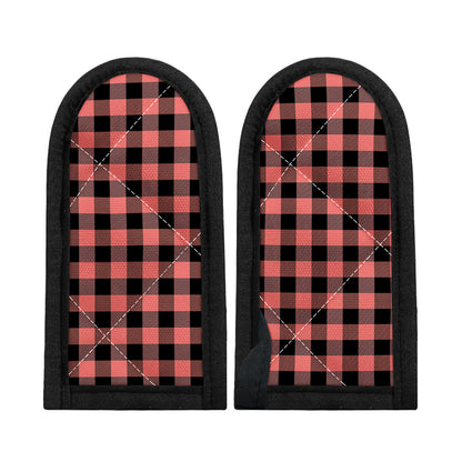 Coral Pink And Black Buffalo Check Print Skillet Handle Cover