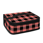 Coral Pink And Black Buffalo Check Print Small Lunch Bag