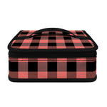 Coral Pink And Black Buffalo Check Print Small Lunch Bag