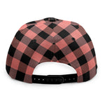 Coral Pink And Black Buffalo Check Print Snapback Cap