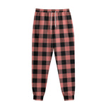 Coral Pink And Black Buffalo Check Print Sweatpants