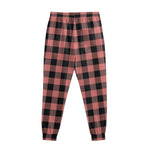 Coral Pink And Black Buffalo Check Print Sweatpants