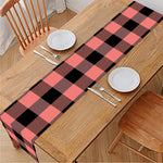 Coral Pink And Black Buffalo Check Print Table Runner