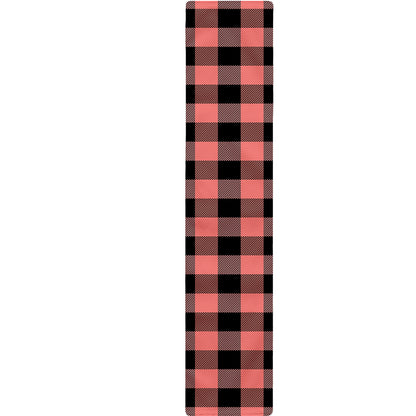 Coral Pink And Black Buffalo Check Print Table Runner