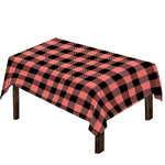 Coral Pink And Black Buffalo Check Print Tablecloth