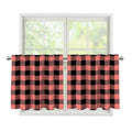 Coral Pink And Black Buffalo Check Print Tier Curtains