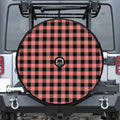 Coral Pink And Black Buffalo Check Print Tire Cover With Camera Hole