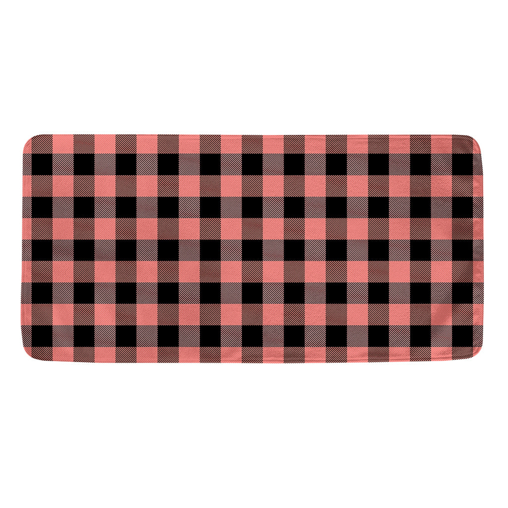 Coral Pink And Black Buffalo Check Print Towel