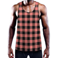 Coral Pink And Black Buffalo Check Print Men's Workout Tank Top