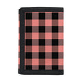Coral Pink And Black Buffalo Check Print Trifold Wallet