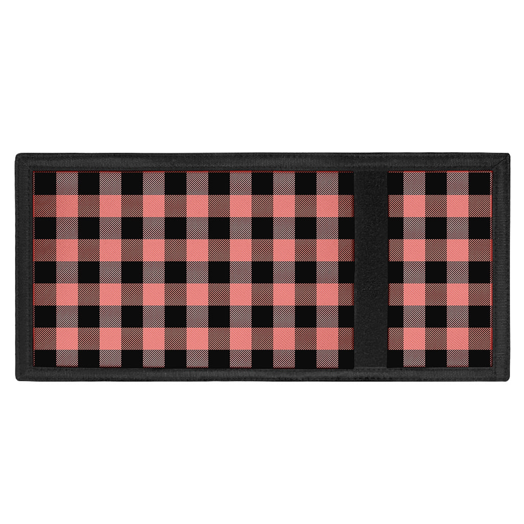Coral Pink And Black Buffalo Check Print Trifold Wallet