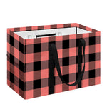 Coral Pink And Black Buffalo Check Print Utility Tote Bag