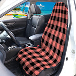 Coral Pink And Black Buffalo Check Print Waterproof Car Seat Cover