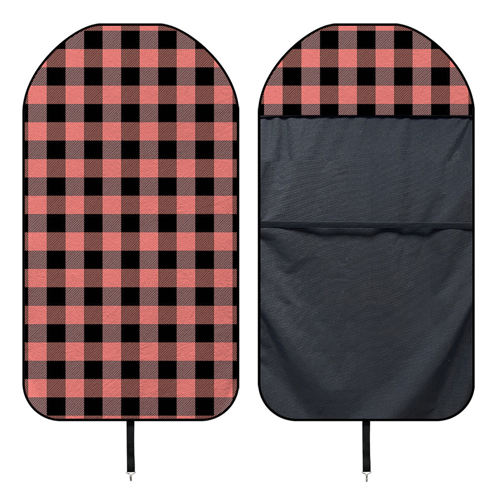 Coral Pink And Black Buffalo Check Print Waterproof Car Seat Cover