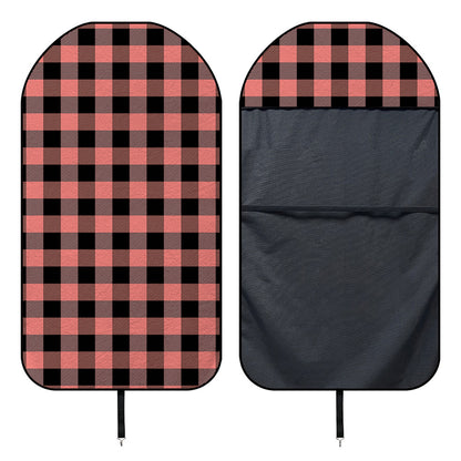 Coral Pink And Black Buffalo Check Print Waterproof Car Seat Cover