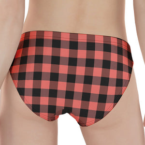 Coral Pink And Black Buffalo Check Print Women's Panties