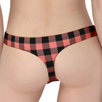 Coral Pink And Black Buffalo Check Print Women's Thong