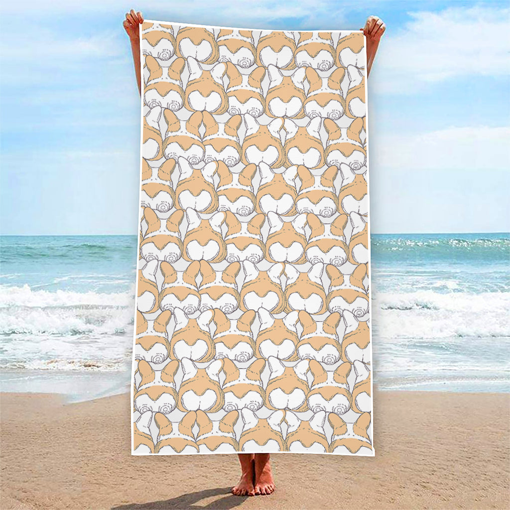 Corgi Butt Pattern Print Beach Towel