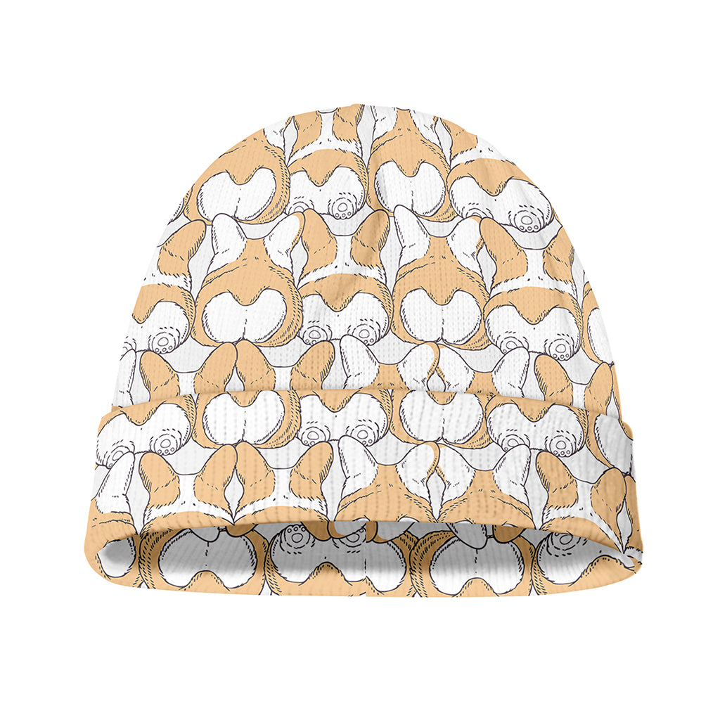Corgi Butt Pattern Print Beanie