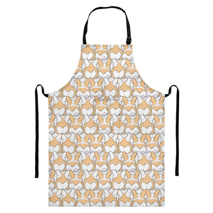 Corgi Butt Pattern Print Bib Apron With Pocket