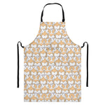 Corgi Butt Pattern Print Bib Apron With Pocket
