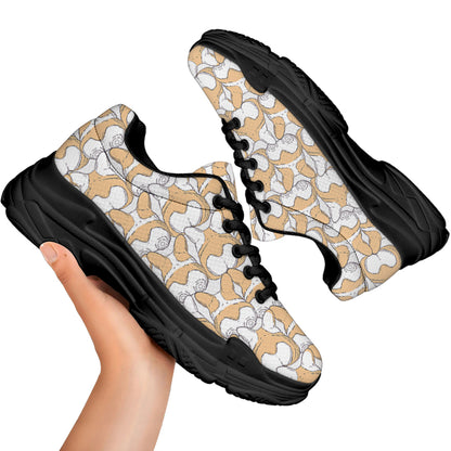 Corgi Butt Pattern Print Black Chunky Shoes