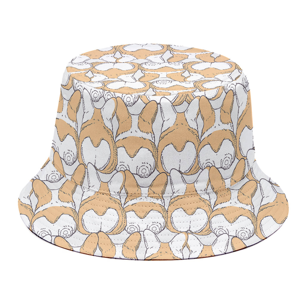 Corgi Butt Pattern Print Bucket Hat