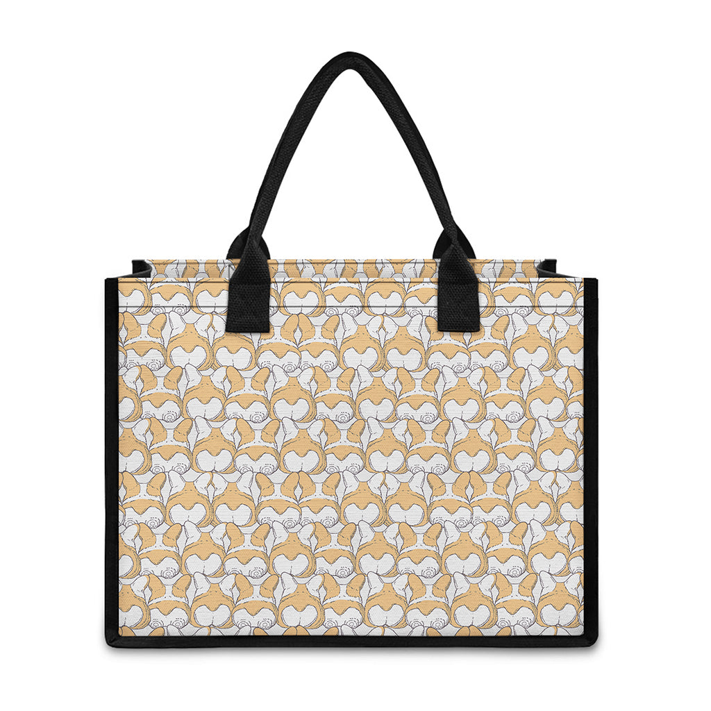 Corgi Butt Pattern Print Canvas Tote Bag