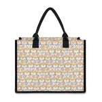 Corgi Butt Pattern Print Canvas Tote Bag