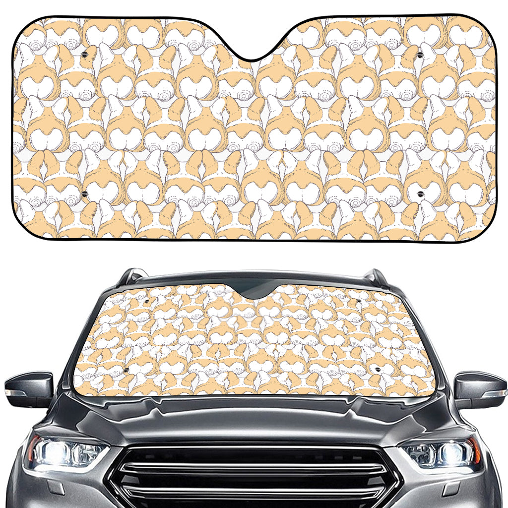 Corgi Butt Pattern Print Car Windshield Sun Shade