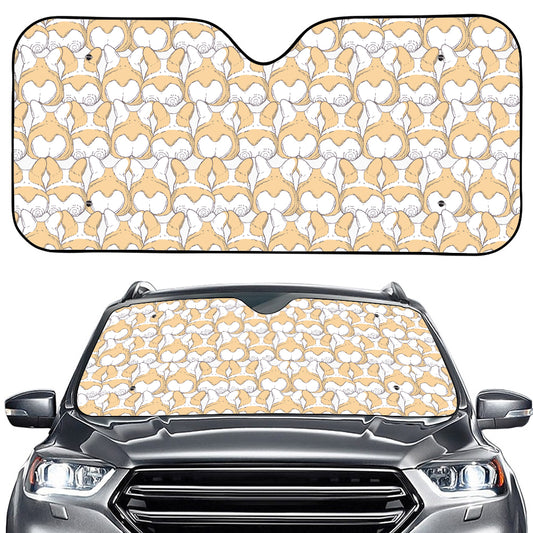 Corgi Butt Pattern Print Car Windshield Sun Shade