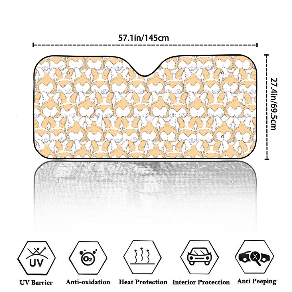 Corgi Butt Pattern Print Car Windshield Sun Shade