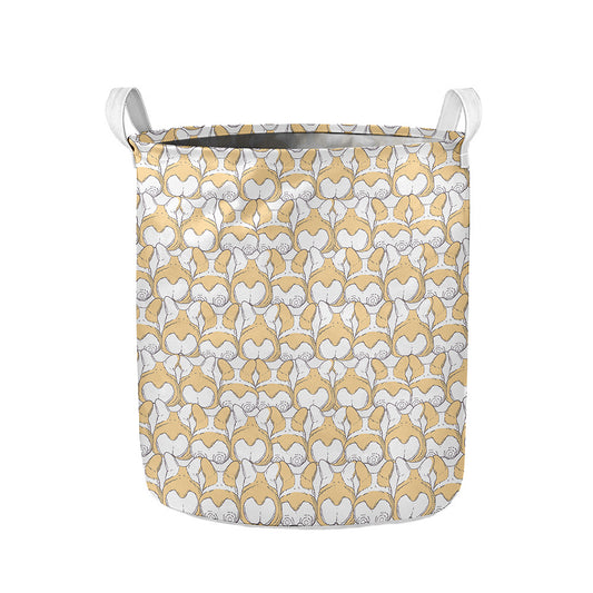 Corgi Butt Pattern Print Collapsible Laundry Basket